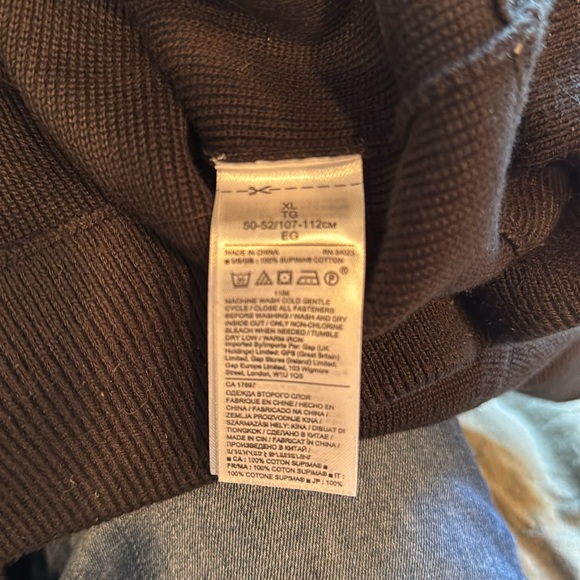 Banana Republic Full-Zip Cotton Sweater, Black, Size XL - Picture 5 of 5